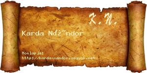 Karda Nándor névjegykártya